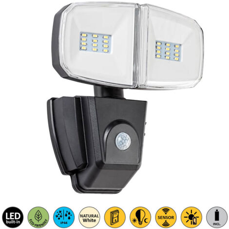 Lampada a parete Zlarin Plastica LED nero LED 12W IP44 4000K L: 20 cm B: 12 cm H: 23 cm con sensore
