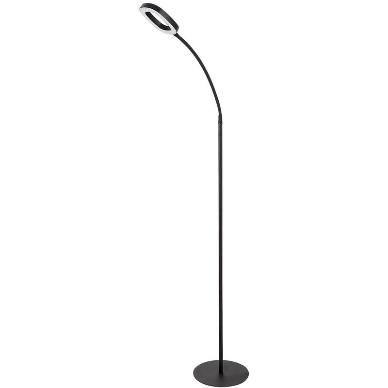 Image of Lampada a pavimento a led rader in metallo in plastica nera bianca 11w 3000k l: 36 cm b: 133 cm Dimmabile con interruttore touch