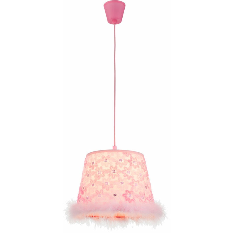 Image of Etc-shop - Lampada a pendolo gioco camera dei bambini soffitto paralume in tessuto ragazza lampada a sospensione rosa