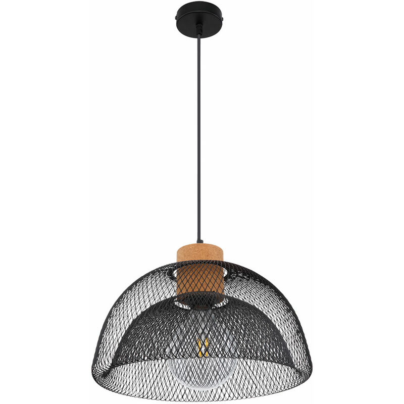 Image of Lampada a pendolo sala da pranzo soffitto treccia lampada a sospensione nero reticolo sughero