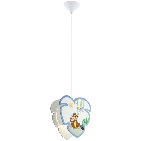 Lampada a pendolo stanza giochi per bambini ombrellone in legno motivo scimmia ragazzi ragazze animale lampada a sospensione EGLO 96952