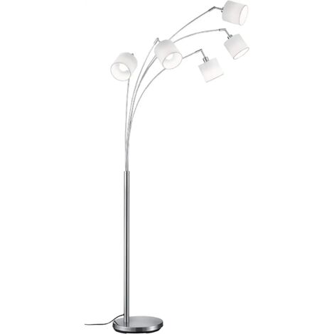 Lampada a Piantana Tommy ad Arco con 5 Paralumi Bianchi Base in Metallo h200cm