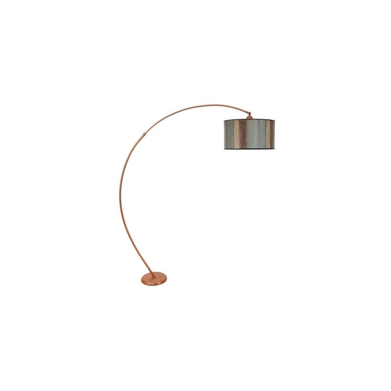 Image of Wellhome - Lampada a piedi con metallo curvo, schermo dritto, collezione Malaui vintage, 30x30x185 cm, tappo 27 max 60 w