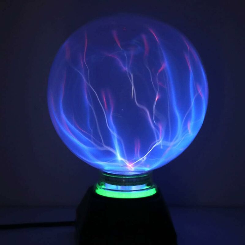 Image of Lampada a sfera al plasma Lampada a globo statico con luce al plasma magica da 5 pollici Lampada a sfioramento con luce blu elettrostatica