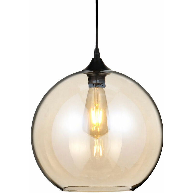 Image of Etc-shop - Lampada a sfera lampada a sospensione lampada a sospensione lampada a sospensione lampada a sospensione sala da pranzo, metallo nero vetro