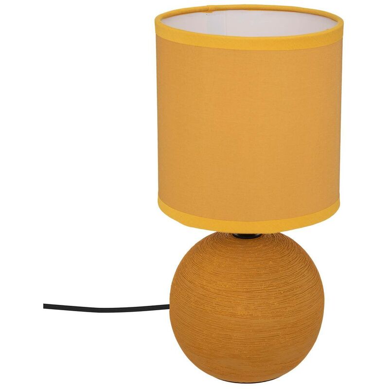 Image of Lampada in ceramica timéo giallo senape striato h25cm - Atmosphera créateur d'intérieur - Giallo
