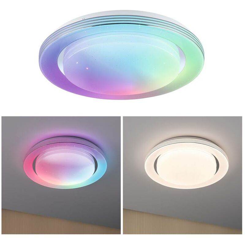 Image of Lampada da soffitto a LED arcobaleno con effetto arcobaleno 380mm RGB, tunicabile bianco 2650LM 230V 22W cromato, bianco