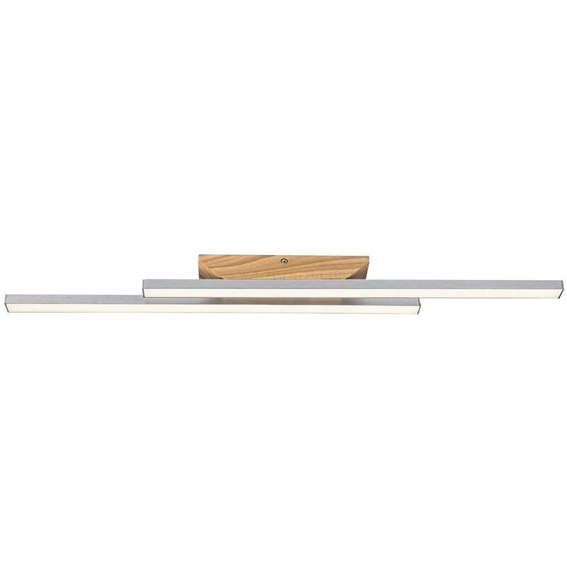 Image of Lampada a soffitto a led Tamur Metal/Wood Beech Plastic White 21W 4000K l: 80 cm h: 5,5 cm