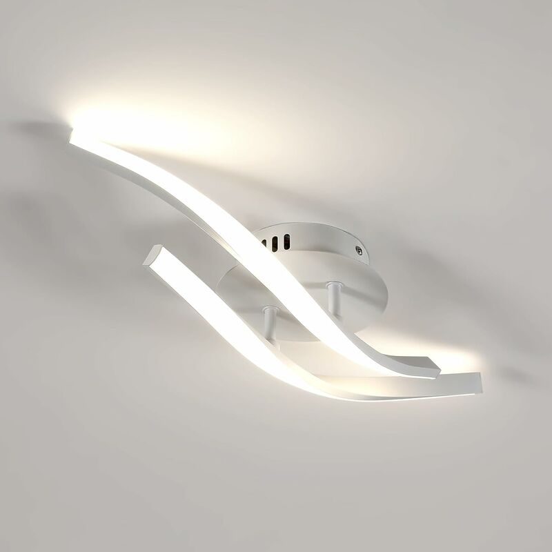 Image of Lampada a soffitto a led , Vague Luce soffitto con 2 curve Light , Moderna Luce a soffitto 16W per soggiorno Cucina Camera Bianco Luce neutra bianca