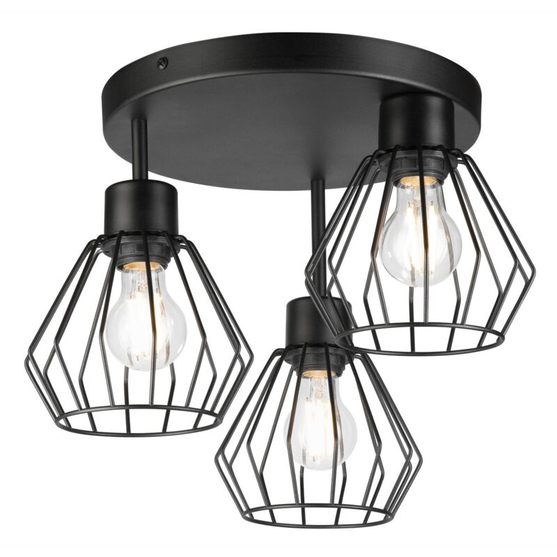 Lampada a Soffitto Audrey, Acciaio, Vetro, Nero