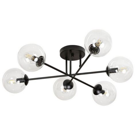Lampada a Soffitto Brendi, Acciaio verniciato a polvere, Vetro, Nero, 75x26x75 cm