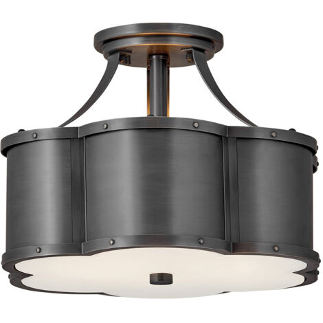 Lampada A Soffitto Contemporanea Chance Acciaio Ottone Annerito Vetro 2 Luci E27