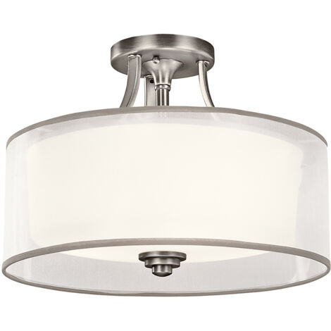 Lampada A Soffitto Contemporanea Lacey Acciaio Peltro Antico Tessuto 3 Luci E27
