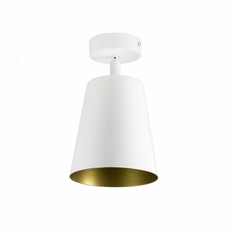 Image of Lampada a soffitto dal design retrò in metallo bianco oro E27 Faretto Spot da soffitto per interni - Bianco, oro opaco