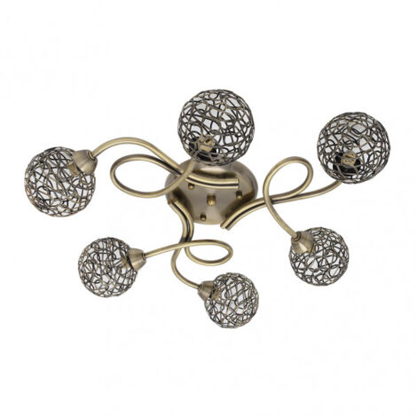 Lampada a soffitto de 6 luci modello LYON pelle FABRILAMP