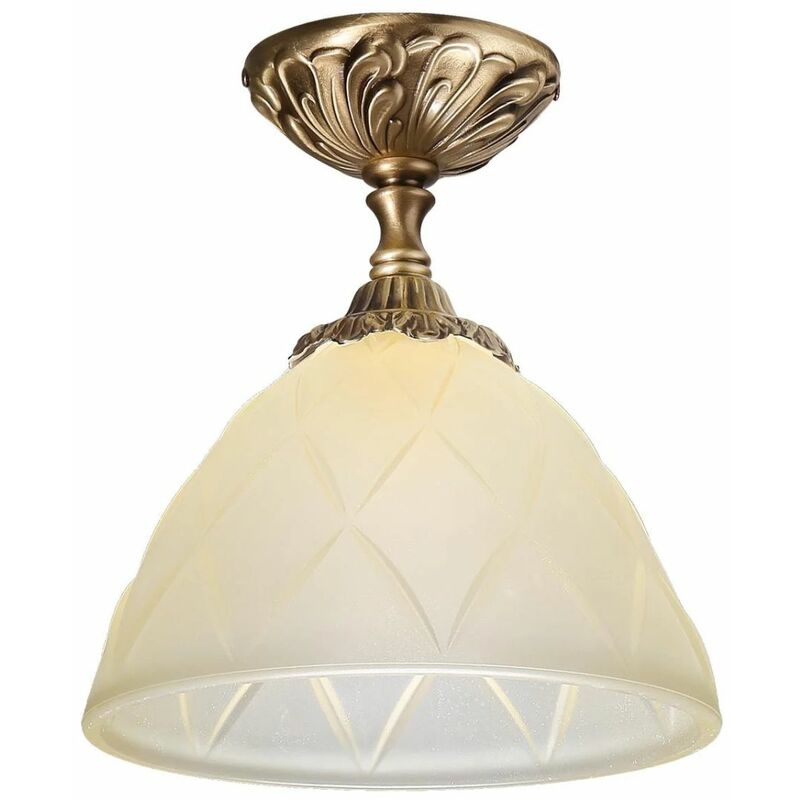 Image of Lampada a soffitto in ottone massiccio in vetro art nouveau E14 - Bronzo chiaro lucido, arancio pastello