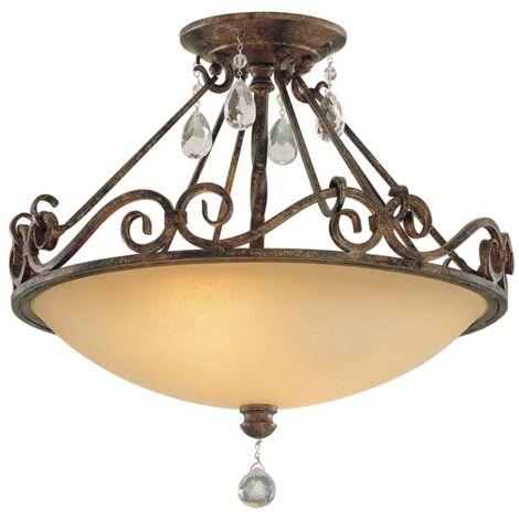 Lampada a Soffitto Industrial Nordico New Harbor Acciaio Bronzo Western 4 Luci E27