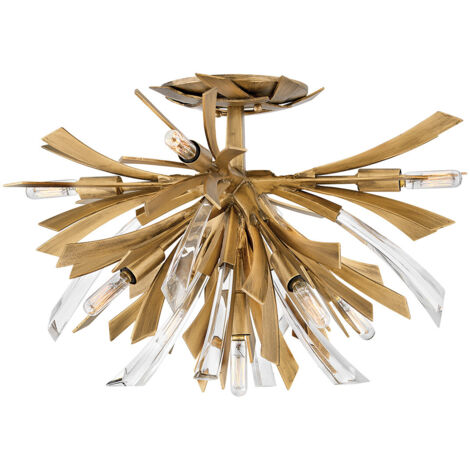 Lampada a Soffitto Industrial Nordico Vida Acciaio Oro Brunito 9 Luci E14