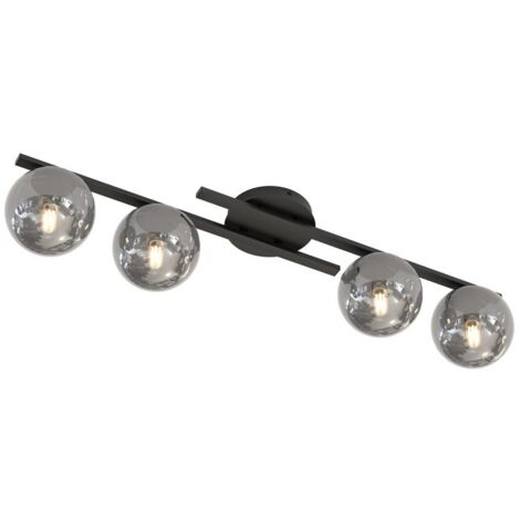 Lampada a Soffitto Kairo, Metallo, Vetro, Nero, 87x19x29 cm