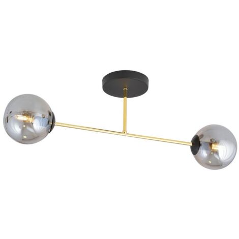 Lampada a Soffitto Magnum, Acciaio verniciato a polvere, Vetro, Nero, Oro, Bianco, 55x23x14 cm