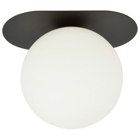 Lampada a Soffitto Plaza, Acciaio verniciato a polvere, Vetro, Nero, Bianco, 20x18x14 cm