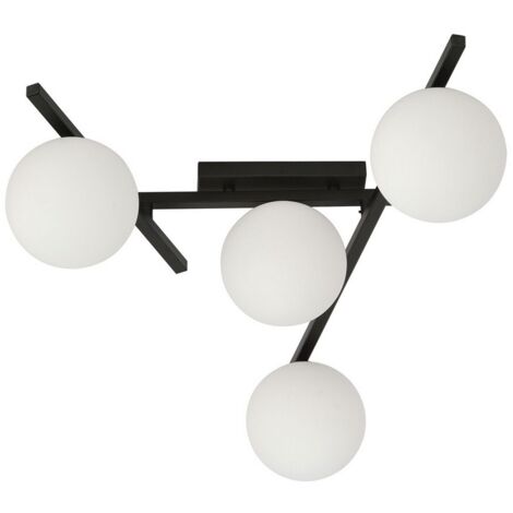 Lampada a Soffitto Smart, Acciaio verniciato a polvere, Vetro, Nero, Bianco, 63x25x50 cm