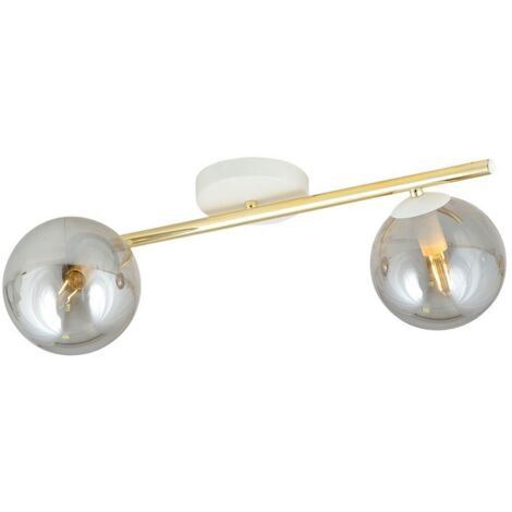 Lampada a Soffitto Splendi, Acciaio verniciato a polvere, Vetro, Bianco, Oro, Grigio, 55x20x29 cm
