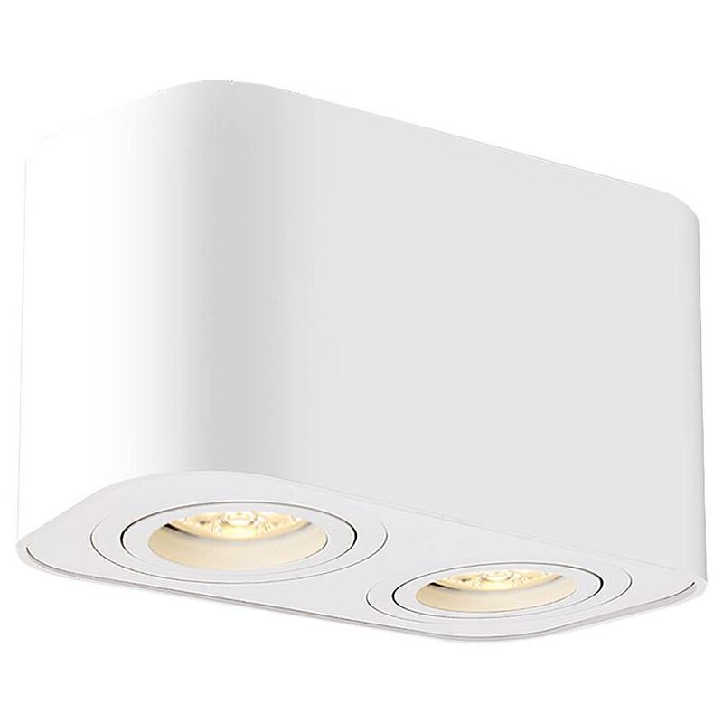 Image of Lampada a soffitto/lampada ad incasso Kobald alluminio Matt bianco GU10 2x max 42W h: 10,5 cm l: 18 cm Dimmabile