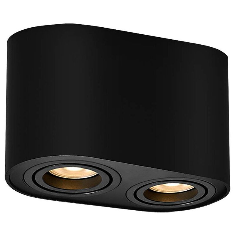 Image of Lampada a soffitto/lampada ad incasso Kobald alluminio Matt nero GU10 2x Max. 42W h: 10,5 cm l: 18 cm Dimmabile