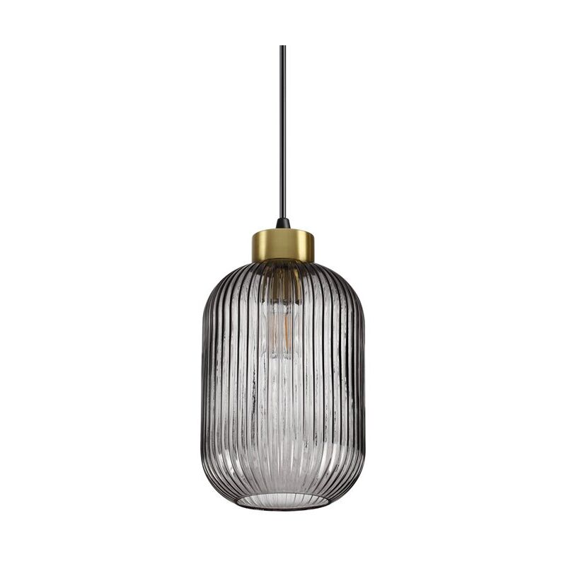 Sospensione Vintage-Decò Mint-1 Metallo Fumè 1 Luce E27