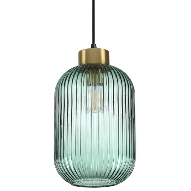 Sospensione Vintage-Decò Mint-3 Metallo Verde 1 Luce E27