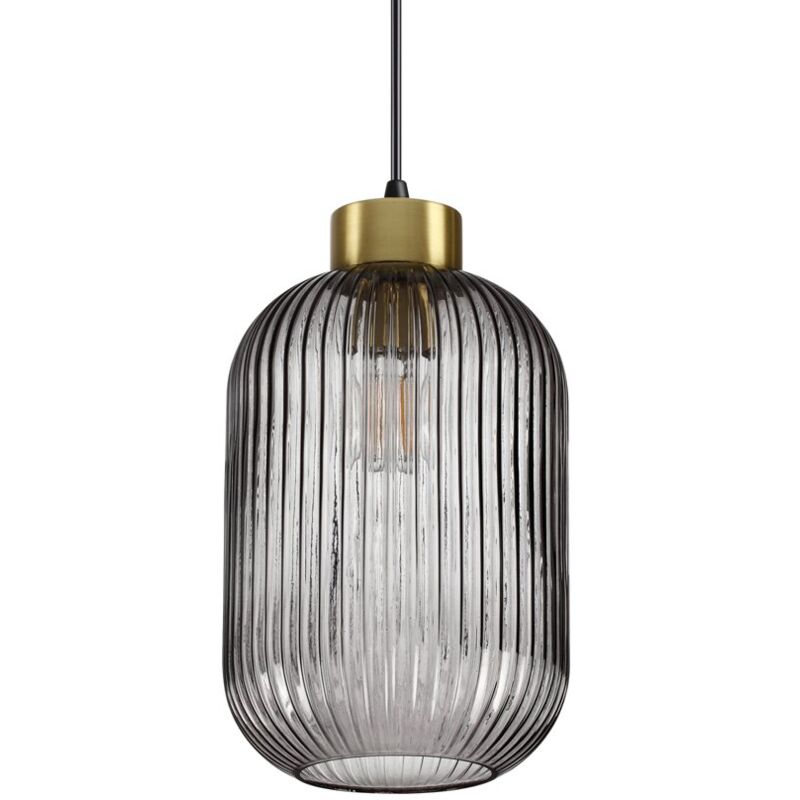 Sospensione Vintage-Decò Mint-3 Metallo Fumè 1 Luce E27