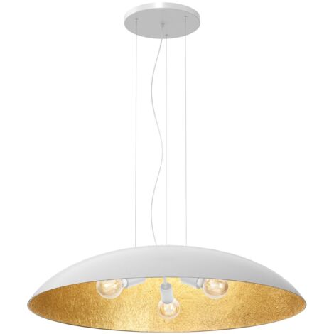 Lampada a sospensione Ø100 bianca interno oro Compo 3xE27 Luminex