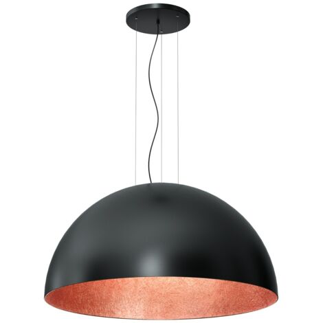 Lampada a sospensione Ø100 nera interno rame Compo E27