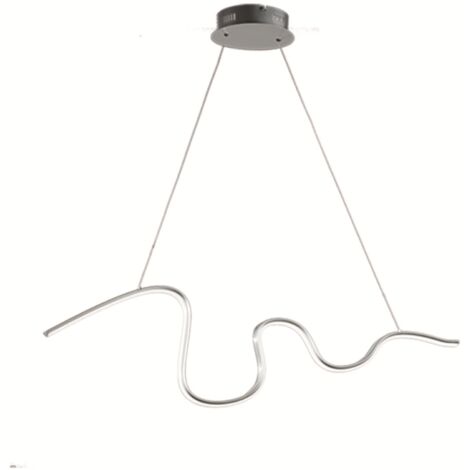 Lampada a sospensione 125 cm Led SNAKE in metallo Argento e diffusore in acrilico