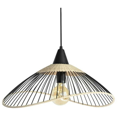 Lampada a sospensione 1x e27 rattan nero/naturale Kasteli, D.45 cm SEYNAVE