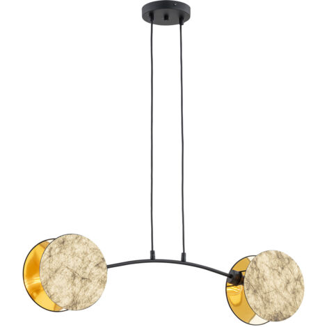 Lampada A Sospensione 2 Luci Moderna Nut In Acciaio Effetto Marmo Bianco