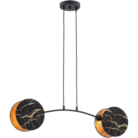 Lampada A Sospensione 2 Luci Moderna Nut In Acciaio Effetto Marmo Nero