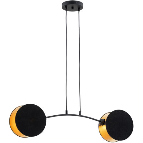 Lampada A Sospensione 2 Luci Moderna Nut In Acciaio Nero E Oro
