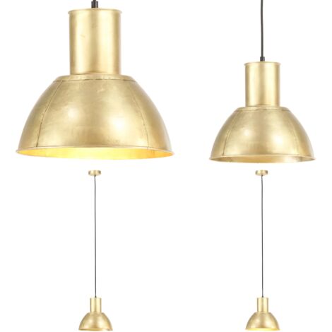 Lampada a Sospensione 25 W Ottone Rotonda 28,5 cm E27 - Lampada industriale - Lampada in ottone