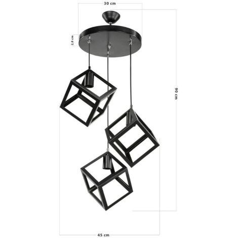 Lampada a sospensione 3 cubi Agatha MDL3790 colore nero
