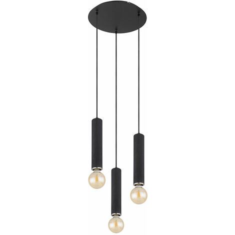 Lampada a sospensione 3 fiamme lampada da tavolo da pranzo in legno lampada a sospensione soggiorno Lampada a sospensione a grappolo, nero, 3x E27, PxH 35 x 160 cm