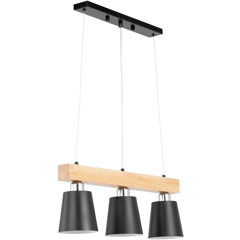 Image of Lampada a sospensione - 3 punti luce - Struttura in legno Lampadari a sospensione Lampada a sospensione per interni