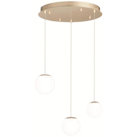 Lampada a sospensione 35 cm in metallo verniciato Oro SANTOS 3 Luci Led