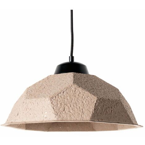 Lampada a Sospensione Ø35xH160 cm in Cartone Riciclato e Metallo Egg Tortora