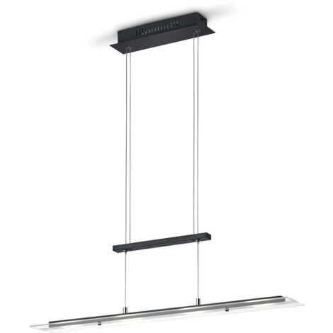 Lampada a sospensione 4 luci LED, metallo, nero opaco, L80 cm, Milos