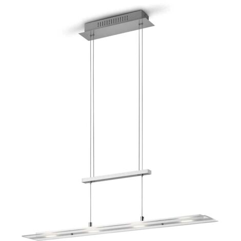 Lampada a sospensione 4 luci LED, metallo, nichel opaco, L80 cm, Milos