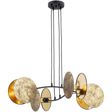 Lampada A Sospensione 4 Luci Moderna Nut In Acciaio Effetto Marmo Bianco
