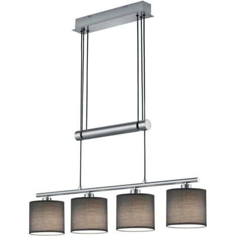 Lampada a sospensione 4 luci, nichel opaco e grigio, L77 cm, Garda