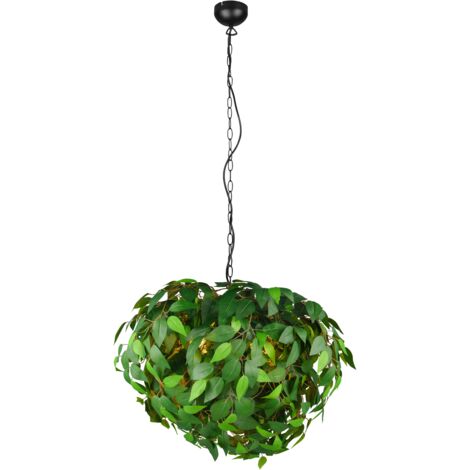 Lampada a sospensione 4 luci, verde, D70 cm, Leavy